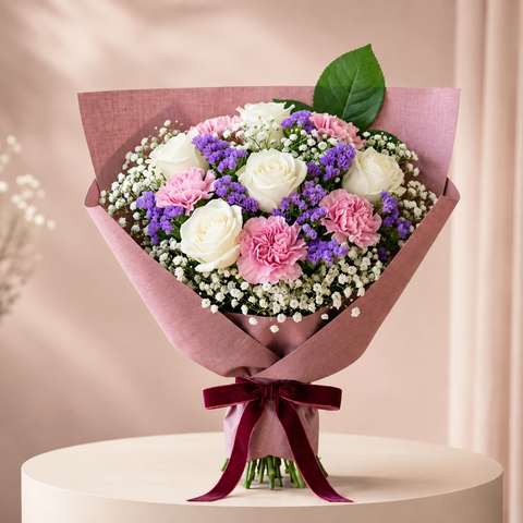 Blush Harmony Rose & Carnation Bouquet