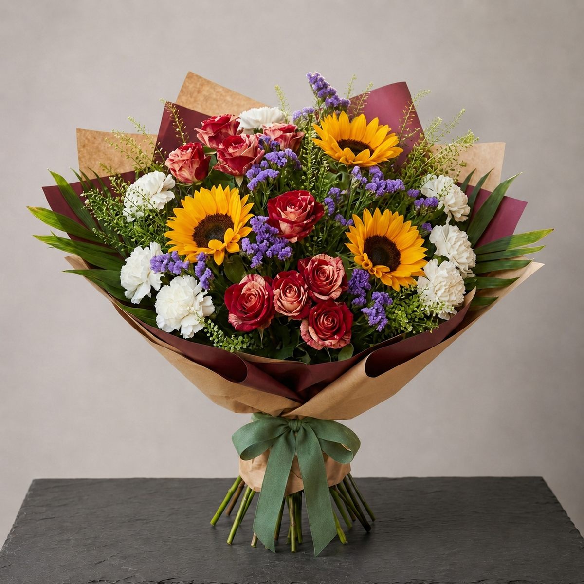 Autumn Radiance Sunflower & Rose Bouquet