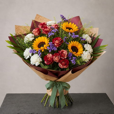 Autumn Radiance Sunflower & Rose Bouquet