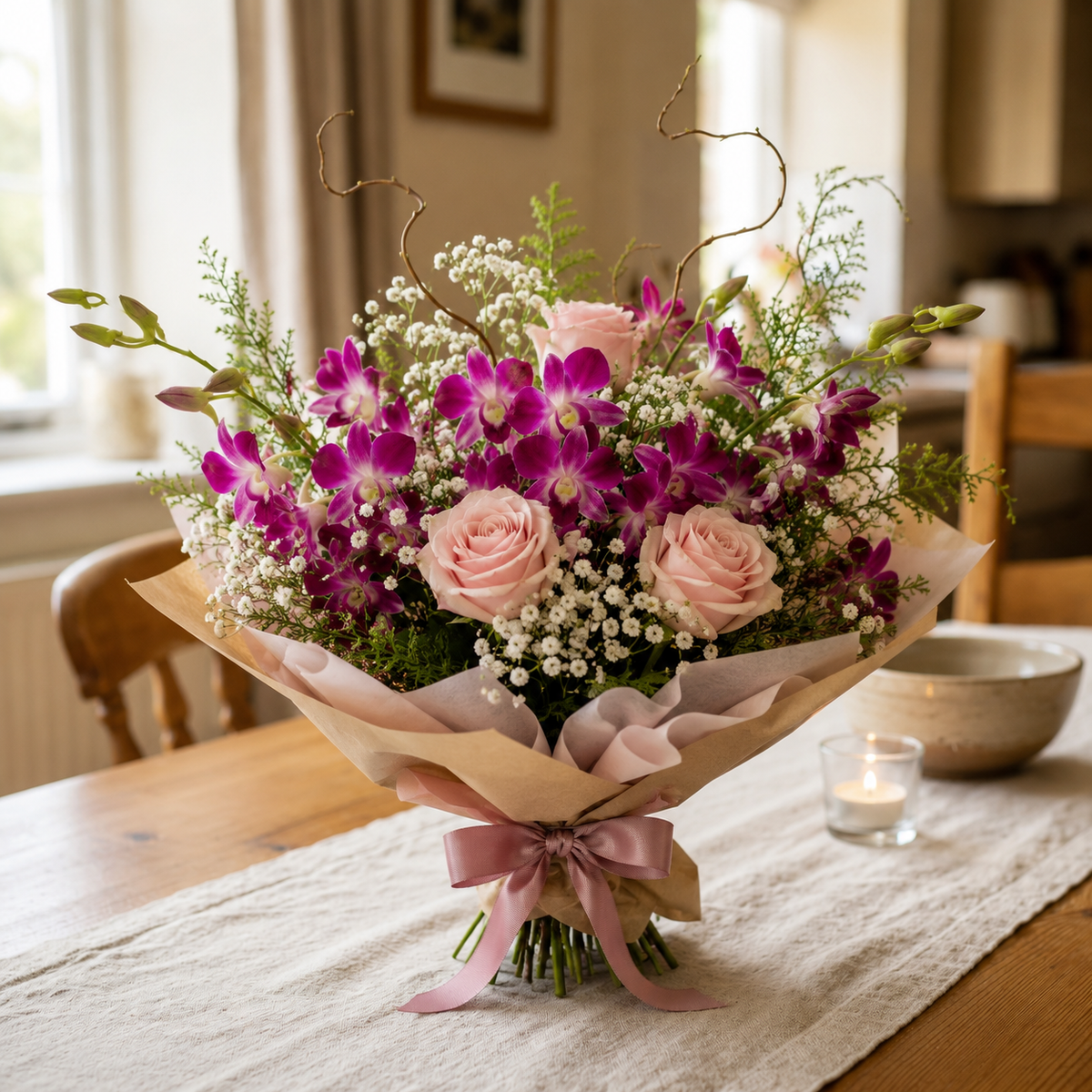 Orchid Blush Garden Rose Bouquet