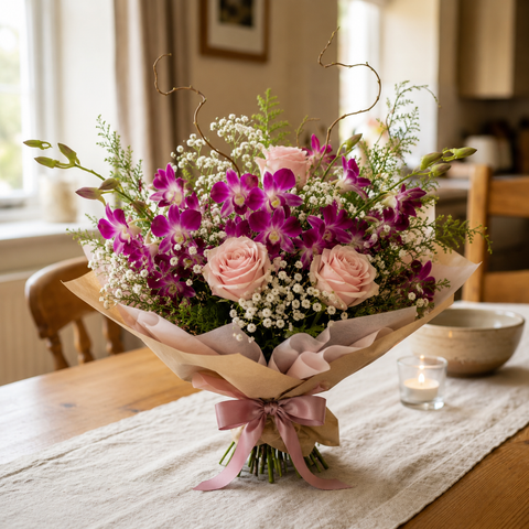 Orchid Blush Garden Rose Bouquet
