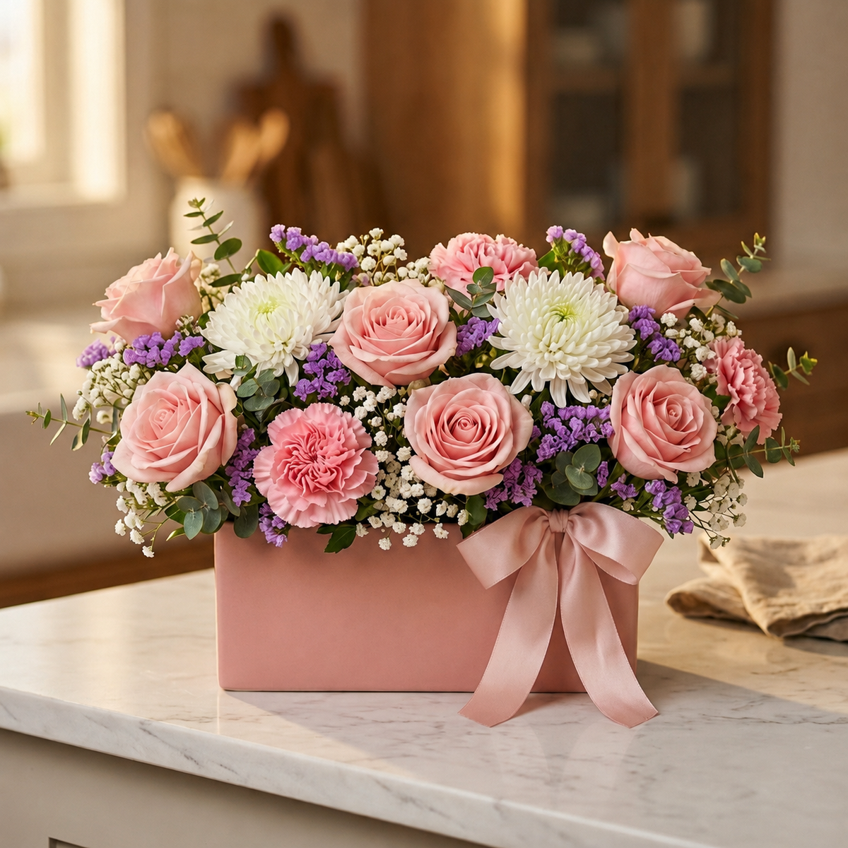 Blush Rose Celebration Flower Box