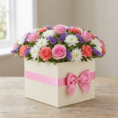 Blushing Harmony Flower Gift Box
