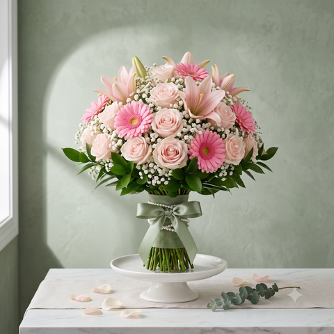 Luxury Pink Bouquet | Anniversary Flower Arrangement