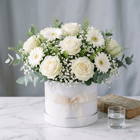 Luxury White Rose Box | Elegant Anniversary Flowers