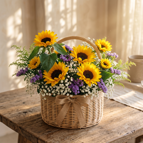 Sunlit Harvest Sunflower Basket