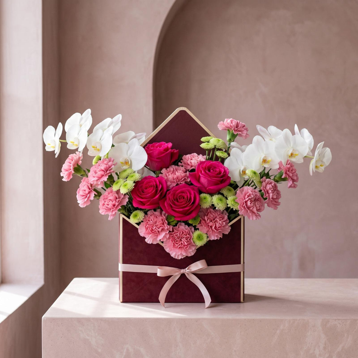 Crimson Letter Rose & Orchid Arrangement