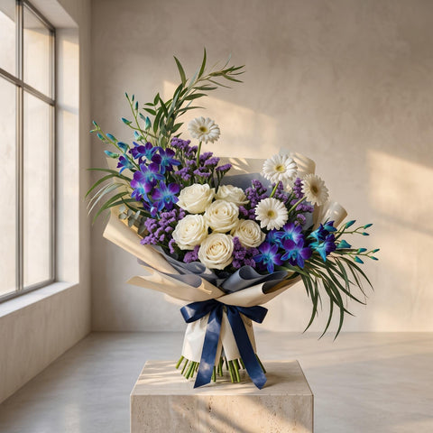 Sapphire Drift Rose & Orchid Bouquet